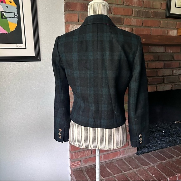Anthropologie Cartonnier Kentfield Wool Plaid Cropped Blazer Academia Blue Sz 4 - Picture 8 of 11
